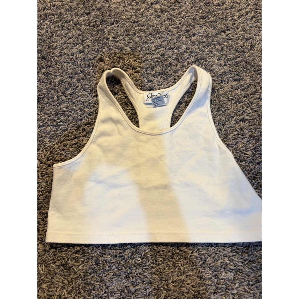 Vintage Jay Jacobs White Racerback Crop Top 90s Ribbed Tank Style 35-9793 Large